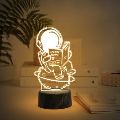 3D Illusion Astronaut Spaceman Night Light with Warm White Light Kids Room Decor Birthday Gift for Kids